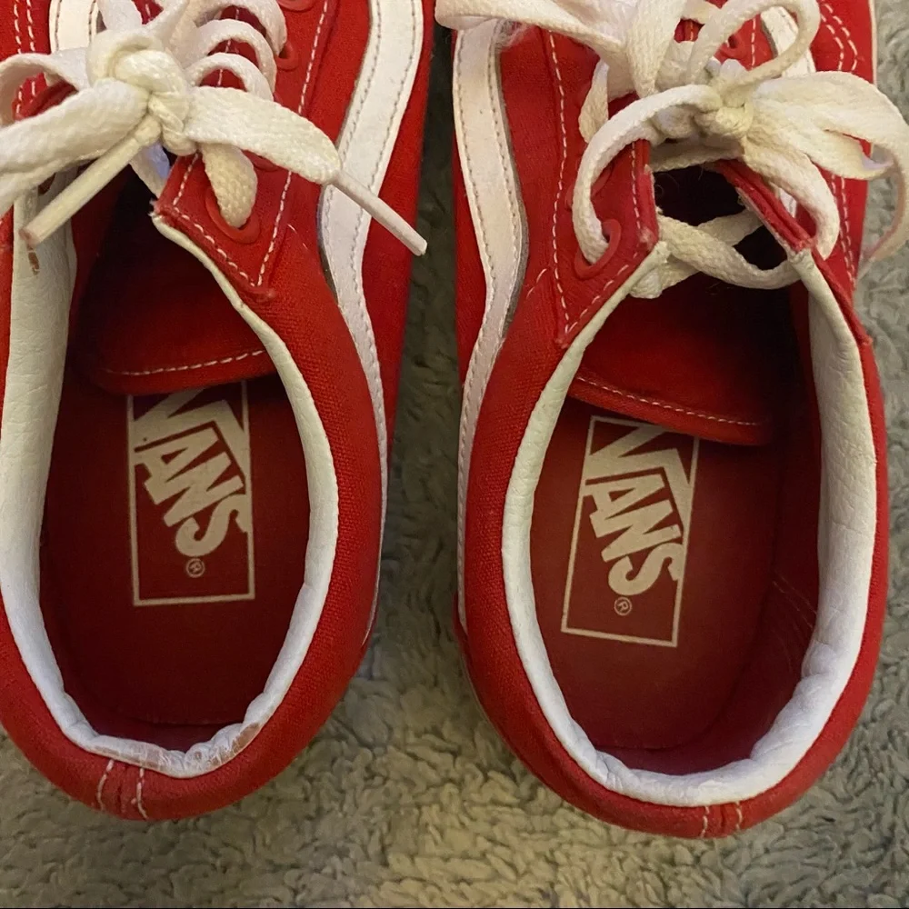 Vans Low Top Shoes Mens Size 6 Red White - Picture 6 of 8